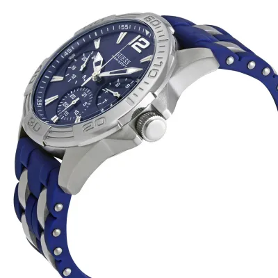 Guess Oasis Blue Silicone Strap Blue Dial Quartz Watch 